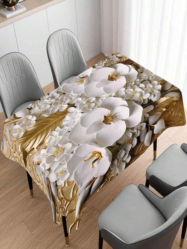 1 قطعة مفرش المائدة المطبوع بنمط الأزهار ثلاثية الأبعاد