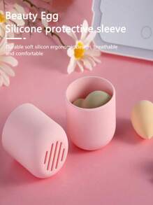 1 件装硅胶化妆海绵收纳盒，适用于旅行，带透气孔的保护容器，用于美容海绵