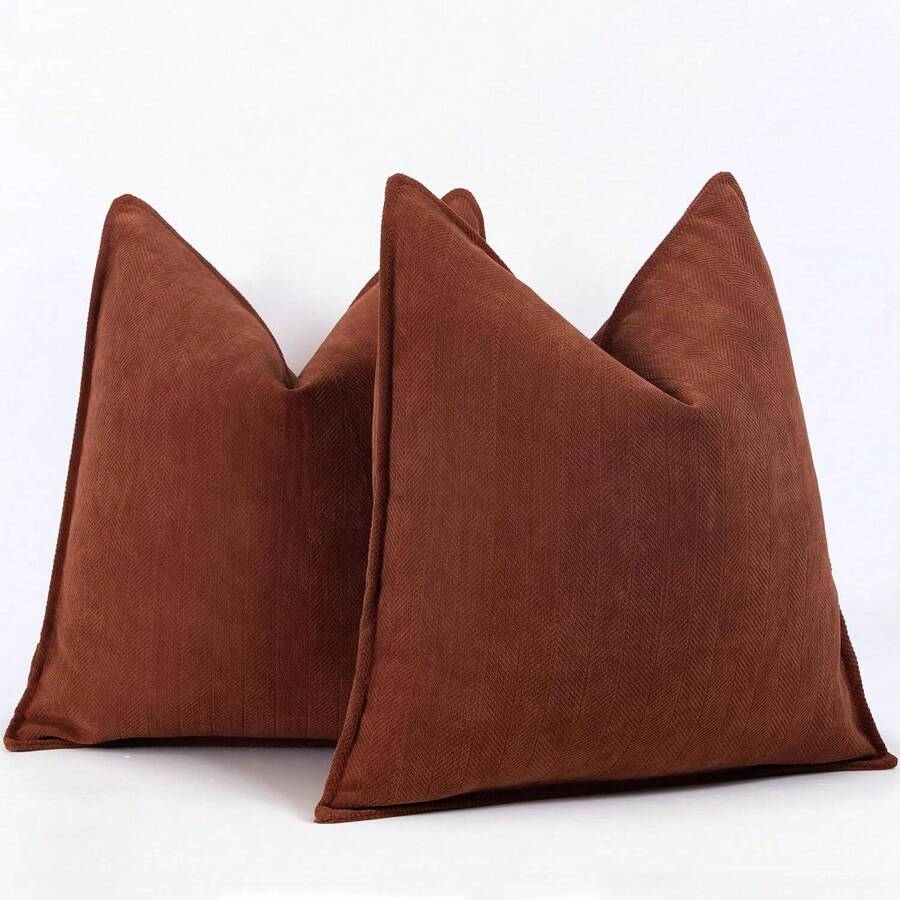 1pc (Without Pillow Insert) Solid Color Chenille Herringbone Jacquard Thickened Throw Pillow Cover, Suitable For All Seasons, Sofa Decor Cushion, Bed Backrest Pillow, Coffee House, Farmhouse Soft Furnishing