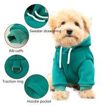 1pc New Dog Hoodie, Pet Sweatshirt With Pocket In The Back, For Small And Medium Dogs - Green - View 4