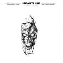 Inkartlink 8*17cm 1 件墨骷髏草藥汁紋身貼紋身 15 天紋身半永久紋身逼真假紋身持久 1-2 週 - 黑色 - 查看 3