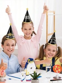 6入組快樂新年主題紙帽,新年派對裝飾照片道具帽 - 彩色 - 查看 1