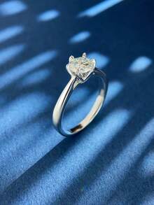 1 Miếng Moissanite Nhẫn đính hôn Ban nhạc đám cưới Đối với phụ nữ S925 Bạc nguyên chất Vĩnh cửu Nhẫn Nhẫn Hứa Ngày kỷ niệm Nhẫn Sang trọng Đồ trang sức Món quà - Bạc - Xem 5