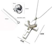 Colgante urna relicario de cremación/Nápoles cruz cremación joyería colgante ceniza relicario urna cremación relicario joyería funeraria - Plateado - Ver 7