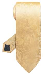 AlanKing 1pc Paisley Floral Pattern Necktie For Men 8cm Wide, Suitable For Festivals, Weddings And Work Casual Men Necktie - Gold - View 2