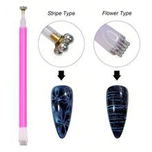 XEIJAYI 1pc Nail Art Magnetic Pen 3D Cat Eye Design Dual-Ended Magnet Wand Gel Nail Polish Magic Manicure DIY&Salon Tools - Pink - View 5