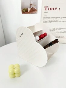 1個創意心形多格化妝品收納盒,適用於梳妝台、口紅、化妝刷、珠寶存放,透明辦公桌檯面收納盒 - 彩色 - 查看 3