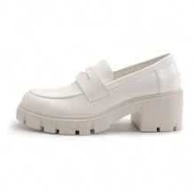Women's Platform Chunky Loafers Comfortable Slip On Lug Sole Business Loafer Shoes
