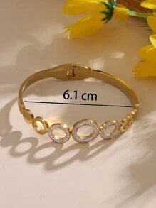 1 Stück Modische Edelstahlgold & Strass Dekor Sternform Offene Armspange Armband Für Frauen, Mädchen Straßenkleidung, Brautjungferngeschenk