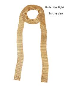 1条金色金属网状亮片闪亮夜店派对围巾领带