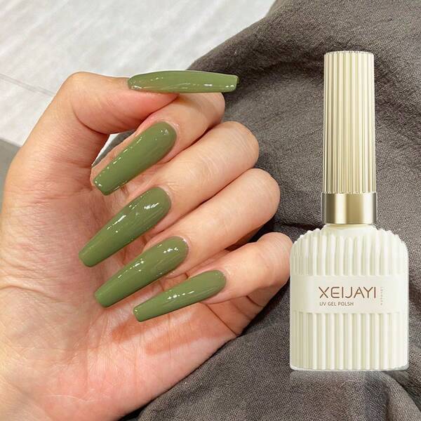 1pc 15ml Green Gel Nail Polish, French Nail Polish, Classic White, Soak
