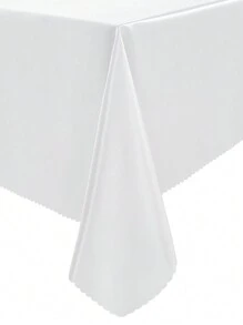 1pc Tablecloth, Furniture Cover, White Solid Color, Rectangular, Modern And Minimalist, For Conference Table, Dining Table, Desk, Picnic Mat, Fabric Tablecloth - White - View 7