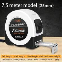 5米、3米、10米、7.5米卷尺,黑金防水卷尺,加厚盒式尺,高精度木工耐磨尺 - 白色 - 查看 2