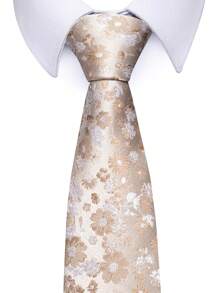 AlanKing 1 条佩斯利小花领带男士领带 8 厘米适合节日婚礼工作休闲 - 米色 - 查看 2