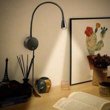 Luz de Lectura para Leer en la Cama,Lámpara de Lectura de 360 ° Flexible Ajustable,Luces LED de Pared con Enchufe,Adecuado para Estudiar,Leer en la Cama,Lectores Noch - Negro - Ver 1