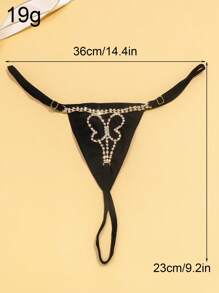 One Piece Silver Color Elastic Mesh Sexy Fashion Body Chain Rave Party Panties Swimsuit - Gold - View 2