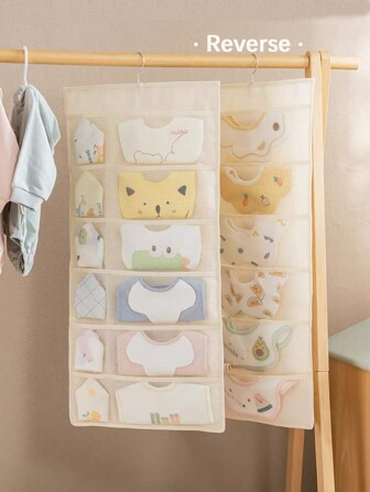 1pc 30-Compartment Hanging Storage Bag For Kids, Double-Sided Wall-Mounted Organizer For Baby Drool Bibs, Underwear, Socks, Jewelry, For Love Valentine