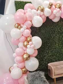 粉色氣球花圈套件 - 94入組粉色氣球花圈,含氣球拱門膠帶、天然乳膠、加厚、粉色氣球花圈套件,適用於生日派對裝飾 - 彩色 - 查看 2