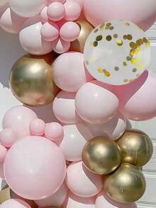 粉色氣球花圈套件 - 94入組粉色氣球花圈,含氣球拱門膠帶、天然乳膠、加厚、粉色氣球花圈套件,適用於生日派對裝飾 - 彩色 - 查看 3