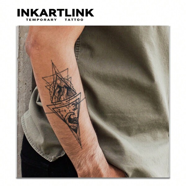 Inkartlink 1pc 10*18cm Sun & Moon Herb Juice Temporary Tattoo Magic