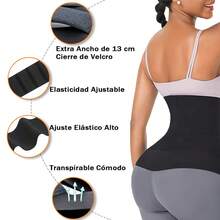Entrenador Cintura para Mujer, Fajas para Mujer Moldeadora con Faja de 3M Se Ajusta a Elasticidad Que Desees, Transpirable y Absorbe El Sudor, Ejercicio Pérdida de Grasa, Recuperación Posparto - Negro - Ver 4