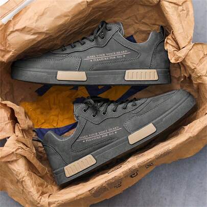 男士新款防滑休闲滑板鞋运动跑步鞋舒适工作鞋适合秋季户外慢跑和散步