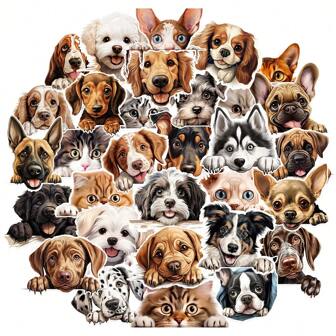 50 Uds. Por Paquete, Pegatina De Perro Y Gato Sin Repetición Para Botella De Agua, Portátil, Teléfono, Diario Basura, Bullet Journal, Manualidades Diy
