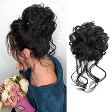 黑色凌乱发髻发片，可爱凌乱发髻接发，女士发髻，女士卷发发髻，感恩节清仓大甩卖，圣诞礼物
