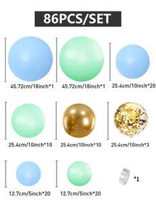 86入組藍色氣球花圈套裝-嬰兒男孩淋浴裝飾,馬卡龍乳膠氣球,多色彩瑰麗氣球,氣球花圈,非常適合男孩生日聚會裝飾,象主題嬰兒淋浴,婚禮 - 彩色 - 查看 4