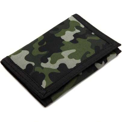 Kids Camouflage Trifold Canvas Coin Purse Wallet For Boys And Girls Birthday Gifts