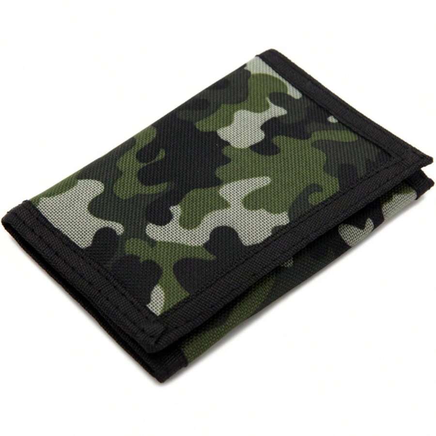 Kids Camouflage Trifold Canvas Coin Purse Wallet For Boys And Girls Birthday Gifts - Army Green - View 1