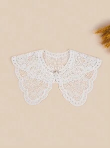 1pc Lace Detachable Collar, Versatile Decorative Collar, Frilly Shoulder Cape With Pearl Buttons, Embroidered