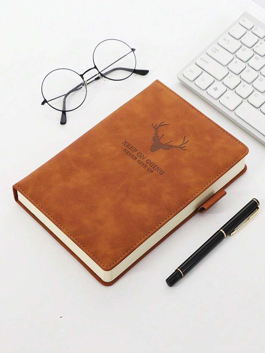 1 件裝加厚棕色 A5 人造皮革筆記本,內襯學生日記本簡單日記文具,口袋大小,仿皮紋理 - 棕色 - 查看 1