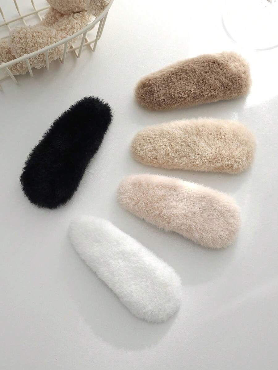 1 件大加厚毛絨髮夾,仙女髮飾,毛絨水滴劉海夾,側 Bb 夾