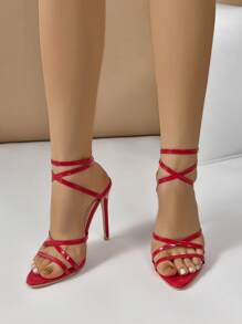 Women's Fashionable Summer Outerwear Casual Breathable High Heel Sandals - Burgundy - View 3