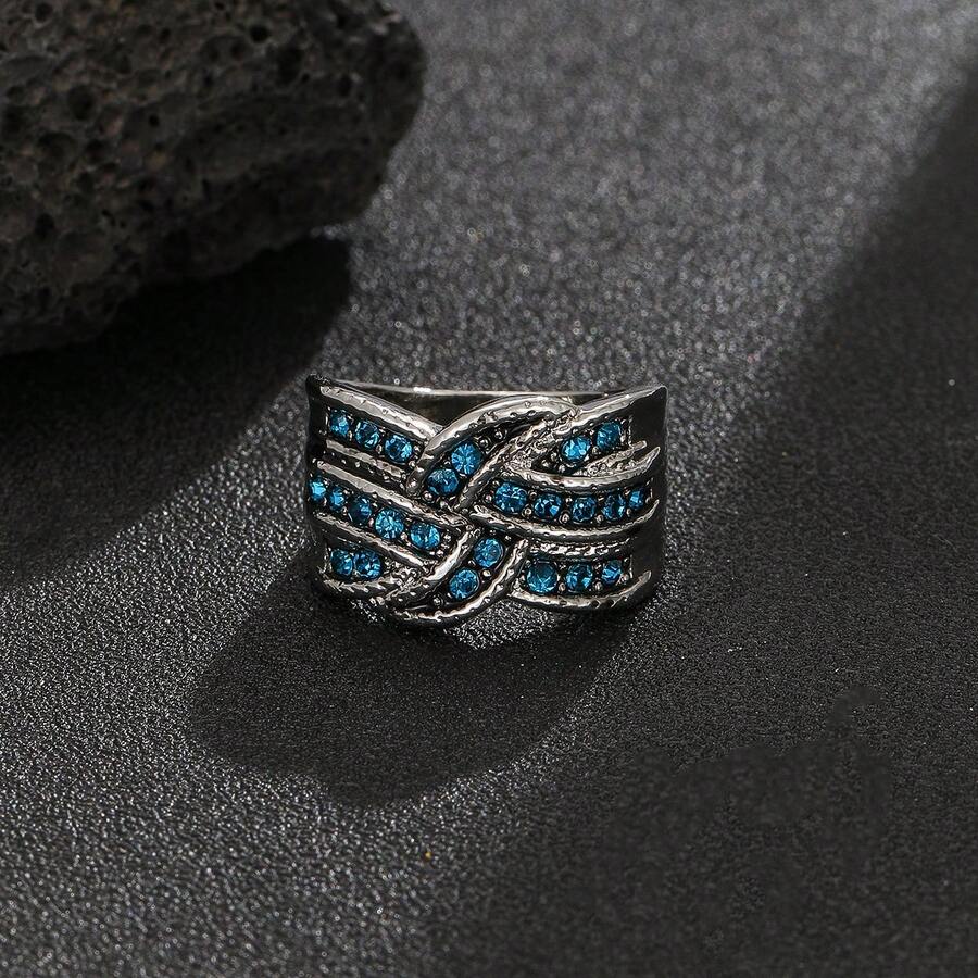 Nhẫn trang trí đá rhinestone - Bạc - Xem 1