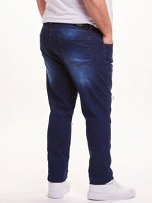 Men Jeans - 深色水洗藍 - 查看 2