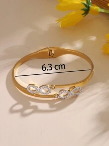 1 Stück Modische Edelstahlgold & Strass Dekor Sternform Offene Armspange Armband Für Frauen, Mädchen Straßenkleidung, Brautjungferngeschenk