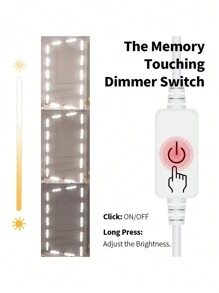 Led梳妝鏡燈荷里活風格化妝台燈,3m超亮白光led,可調光觸控燈條,適用於梳妝桌和浴室鏡照明 - 白色 - 查看 5