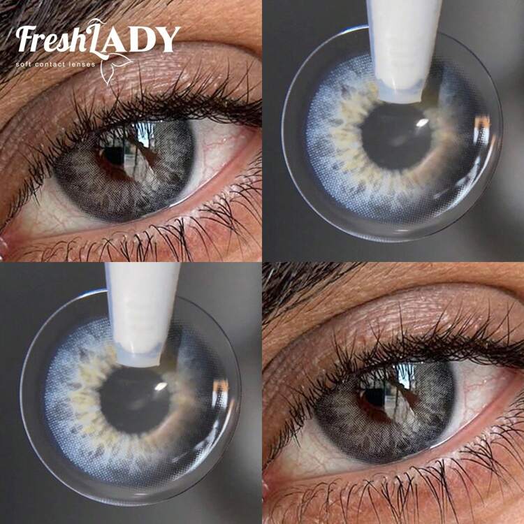 Lentes de contacto de color natural Freshlady, Pupilentes Iris Dna Taylor azul-gris, desechables en 1 año - Azul - Ver 2