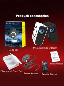 1 件 Yt300 黑色迷你無線投影機家用、便攜式、適合兒童、度假投影機 - 美規 - 查看 3