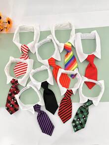 1入組黑色和紫色條紋寵物領帶,英式款式的蝴蝶結領巾,貓狗紳士必備 - 紫色 - 查看 3