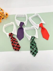 1入組黑色和紫色條紋寵物領帶,英式款式的蝴蝶結領巾,貓狗紳士必備 - 紫色 - 查看 4