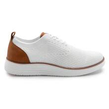 Men's Fashion Dress Sneakers Mesh Breathable Oxfords Business Casual Walking Shoes - 白色 - 查看 2