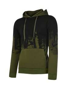 Men Solid Color Pullover Sweatshirt Sport Ink Splash Printed Jacket Spring Autumn Multicolor Black Gray Red Blue Casual Pocket Inserts - 軍綠色 - 查看 4