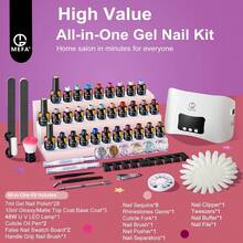 MEFA 52 PCS Gel Nail Polish Kit With U V Light, 28 Colors Glitter Color Changing Gel Polish Set 48W Nail Lamp With Top Base Coat Starter Manicure Tools Nails Art Decorations At Home Salon Design Gifts - Nhiều màu - Xem 6