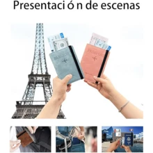 Cartera para Pasaporte RFID,Funda Para Pasaporte para Mujer y Hombre, Porta Pasaporte y Visa,Caja Pasaporte, Cartera de Viaje,mochila de Viaje Hombre,Titulares de Tarjetas y Documentos de Viaje - Rosa - Ver 3