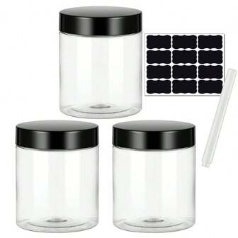 3 件 8 盎司空塑料罐，带旋盖，广口罐，适用于厨房和家庭食品储存