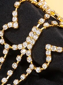 One Piece Silver Color Elastic Mesh Sexy Fashion Body Chain Rave Party Panties Swimsuit - Gold - View 3