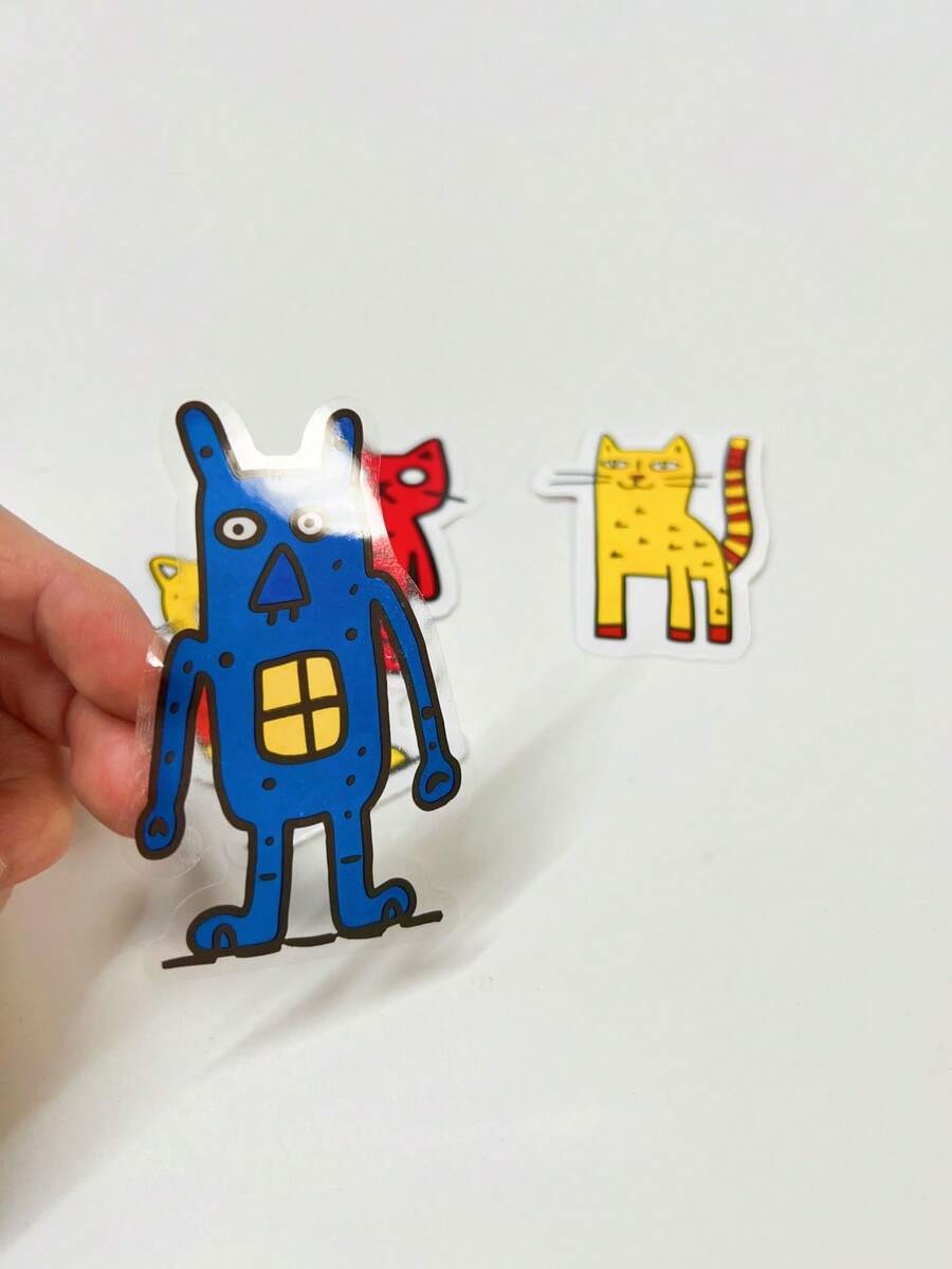 1 件艺术家怪兽猫系列兼容 Macbook 水杯笔记本电脑透明贴纸 - 彩色 - 查看 1